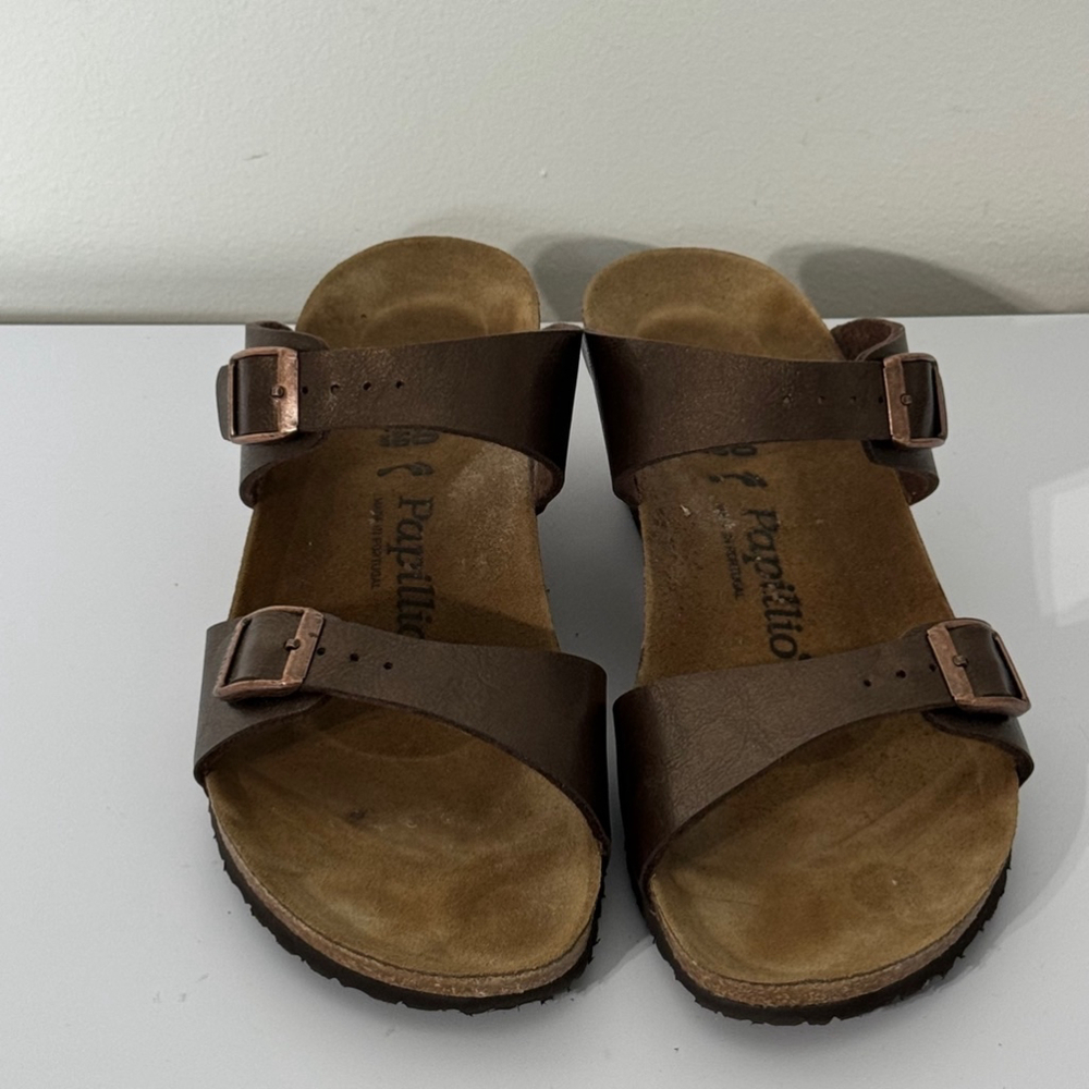 Papillio Dorothy Toffee Birko-Flor Slide Wedge Sandal